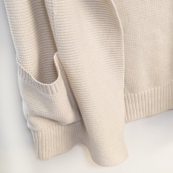 Seven Sisters Cream Knit Hooded Flowy Vest Size Small Cozy Casual Open Front - Picture 3 of 5